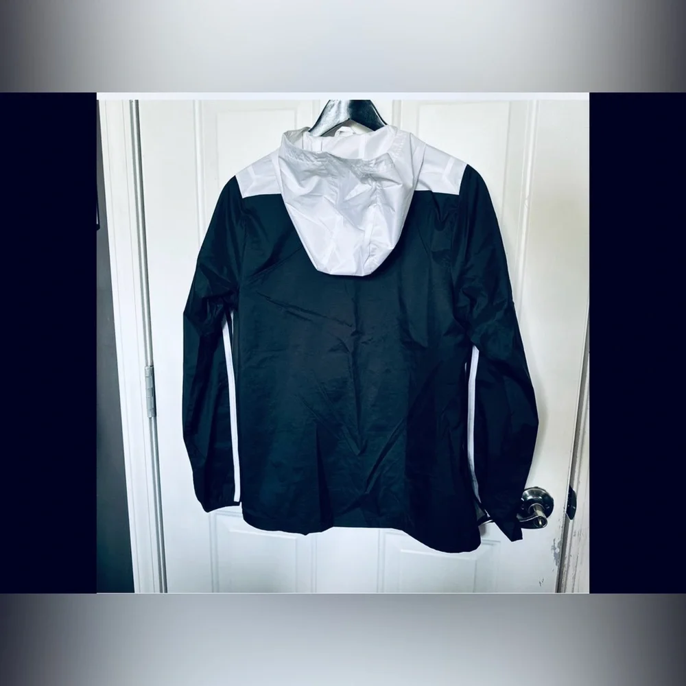 Vintage Mens Adidas Black And White Windbreaker Zipper‎ Jacket Striped, S
